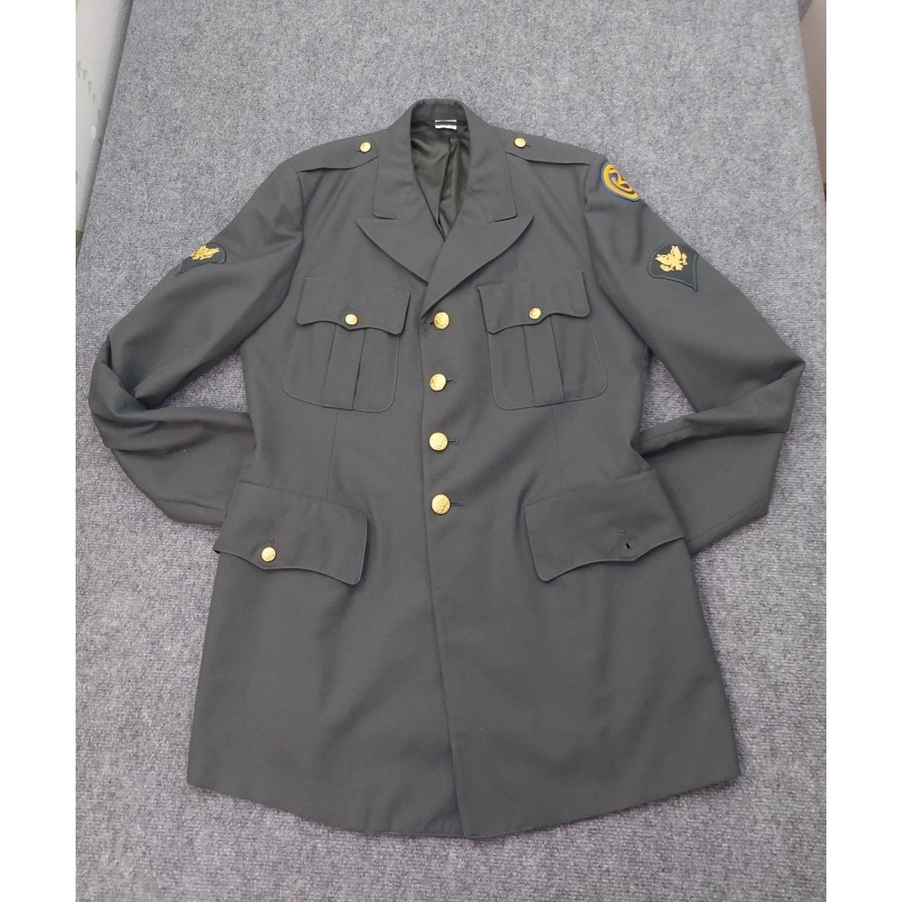 Vtg Army Uniform Coat 44 Long‎ Green Gold Buttons 102nd Infantry Division Ozark